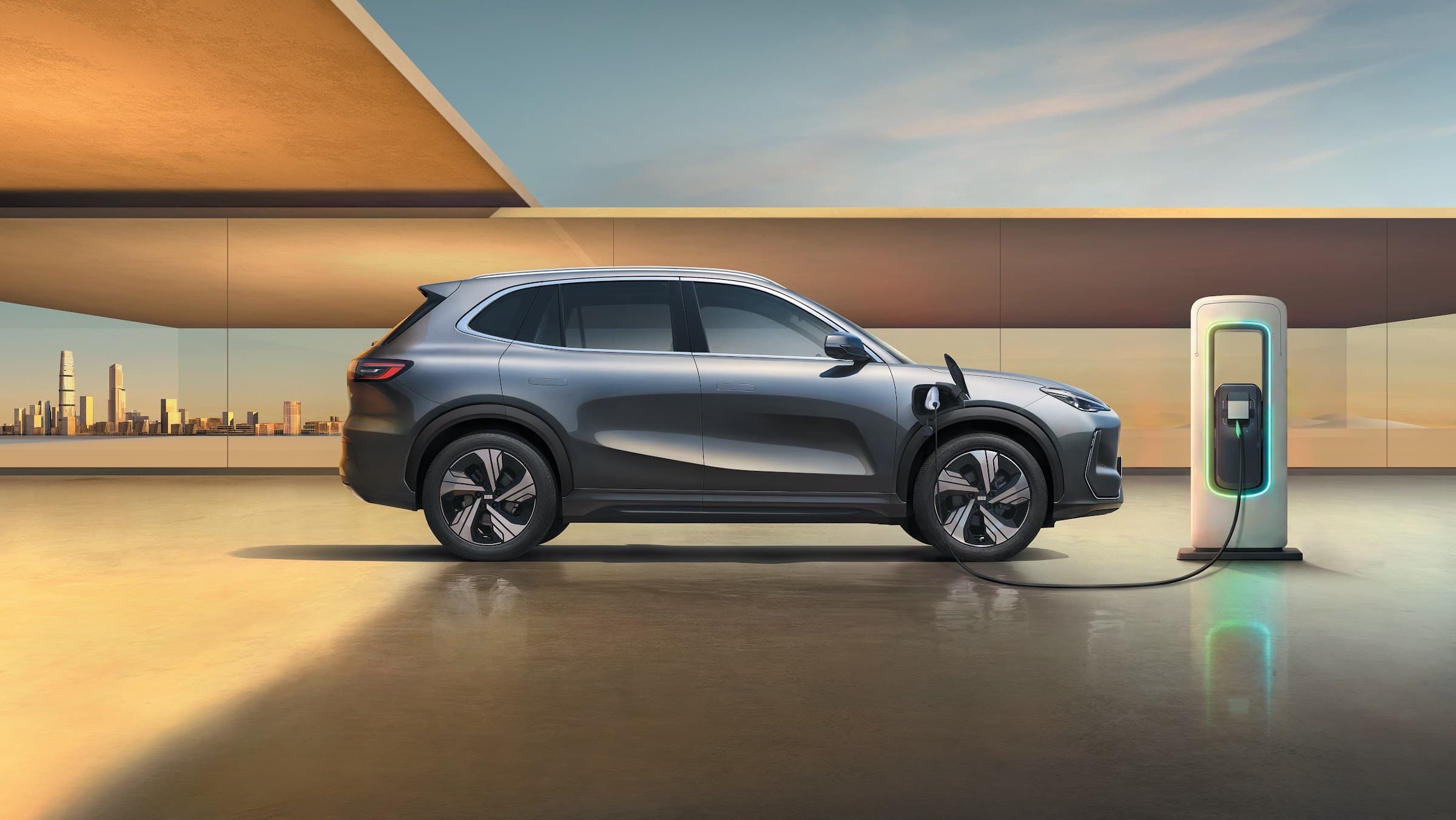 Geely E5 an einer Ladesäule